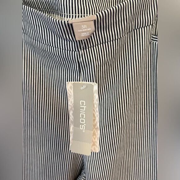 NWT Chicos So Slimming Brigitte Mini-Stripe Slim Ankle Pants - Picture 2 of 4